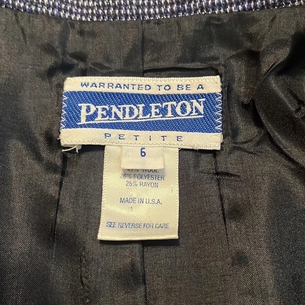 Pendleton Petite Vintage Classic Wool Blend Blue Tweed Blazer Size 6P